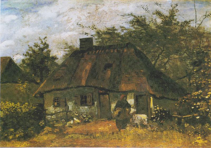Vincent Van Gogh Farmhouse and Woman with Goat oil painting image